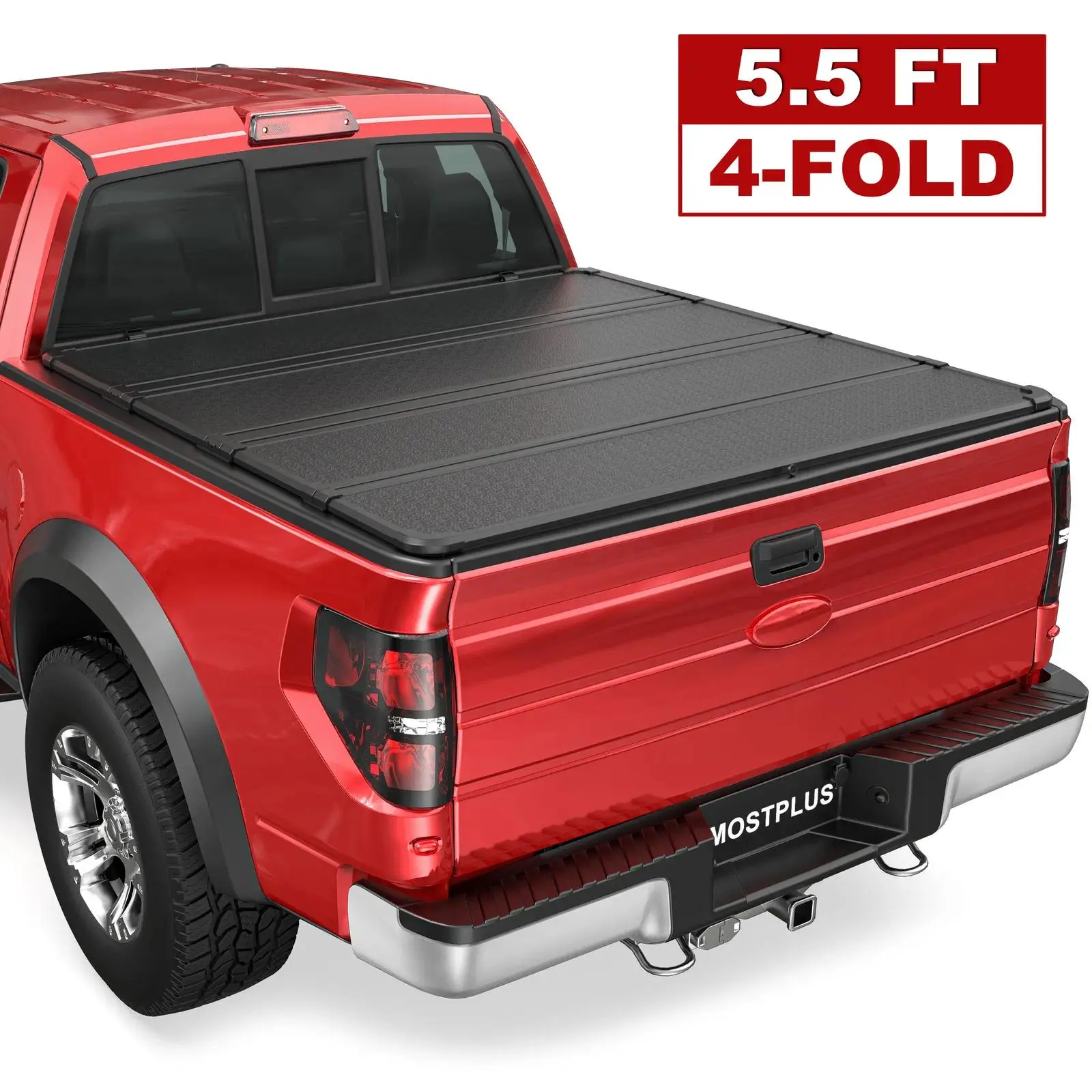 MOSTPLUS 5.5FT 4 Fold Hard Truck Bed Tonneau Cover For 2015-2026 Ford F150 F-150 On Top