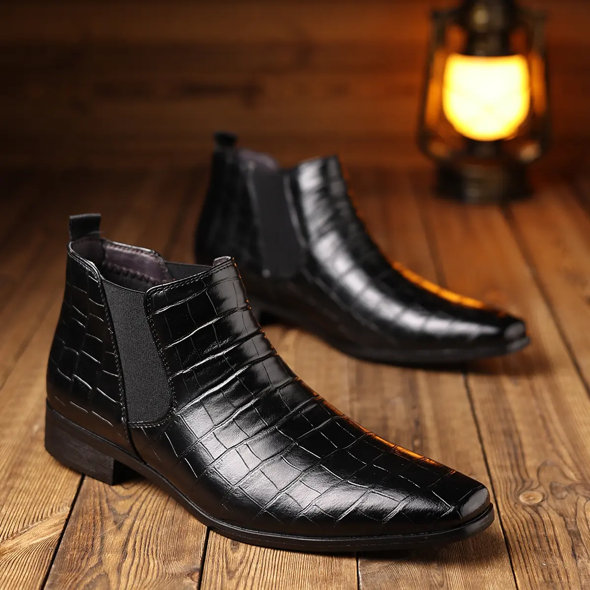 TikTok Store Black Friday Chelsea Boots Men's British Style Retro Fashion Leather Shoes PU Material Comfortable Soft Leather Patent Finish Black Office Work Bedroom Footwear - Women Design