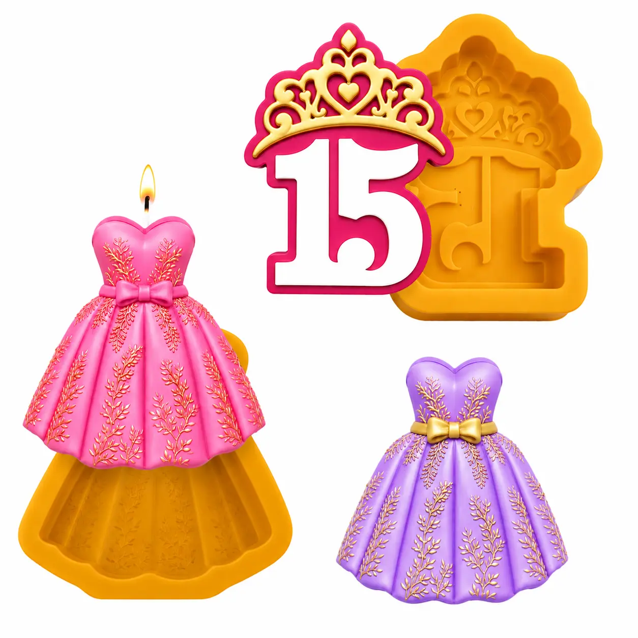Princess Silicone Mold for Chocolate, Candle & Soap – Crown Chocolate Mold, Mis 15 Años, Crown Molds for Chocolate, Princess Silicone Mold for Fondant, Candle Mold & Soap Mold