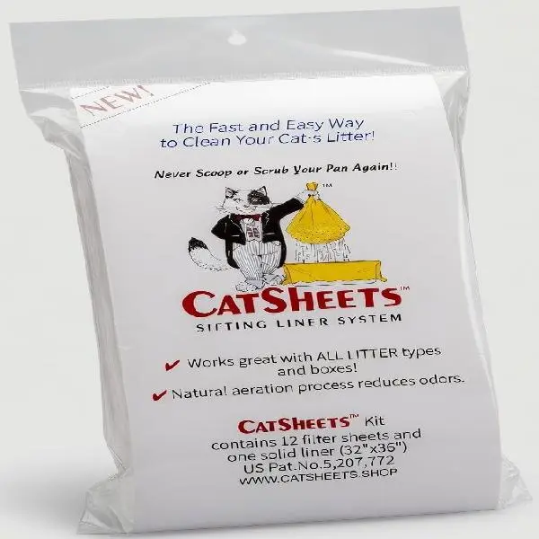 CatSheets Sifting Cat Litter Box Liners | 12 Sifting Disposable Liners with 1 Base - Tear Resistant, Odor-Control & Removable Liner - Fits Standard & Jumbo Boxes - Mess Free Pet Cleaning System for Multi-Cat Clumping & All Litter Types