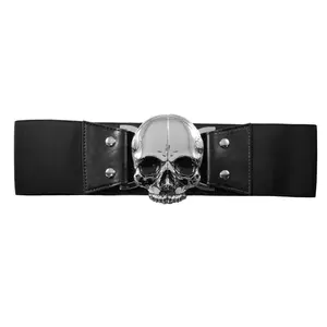 Women's  Elastic Waist Belt Skull Black