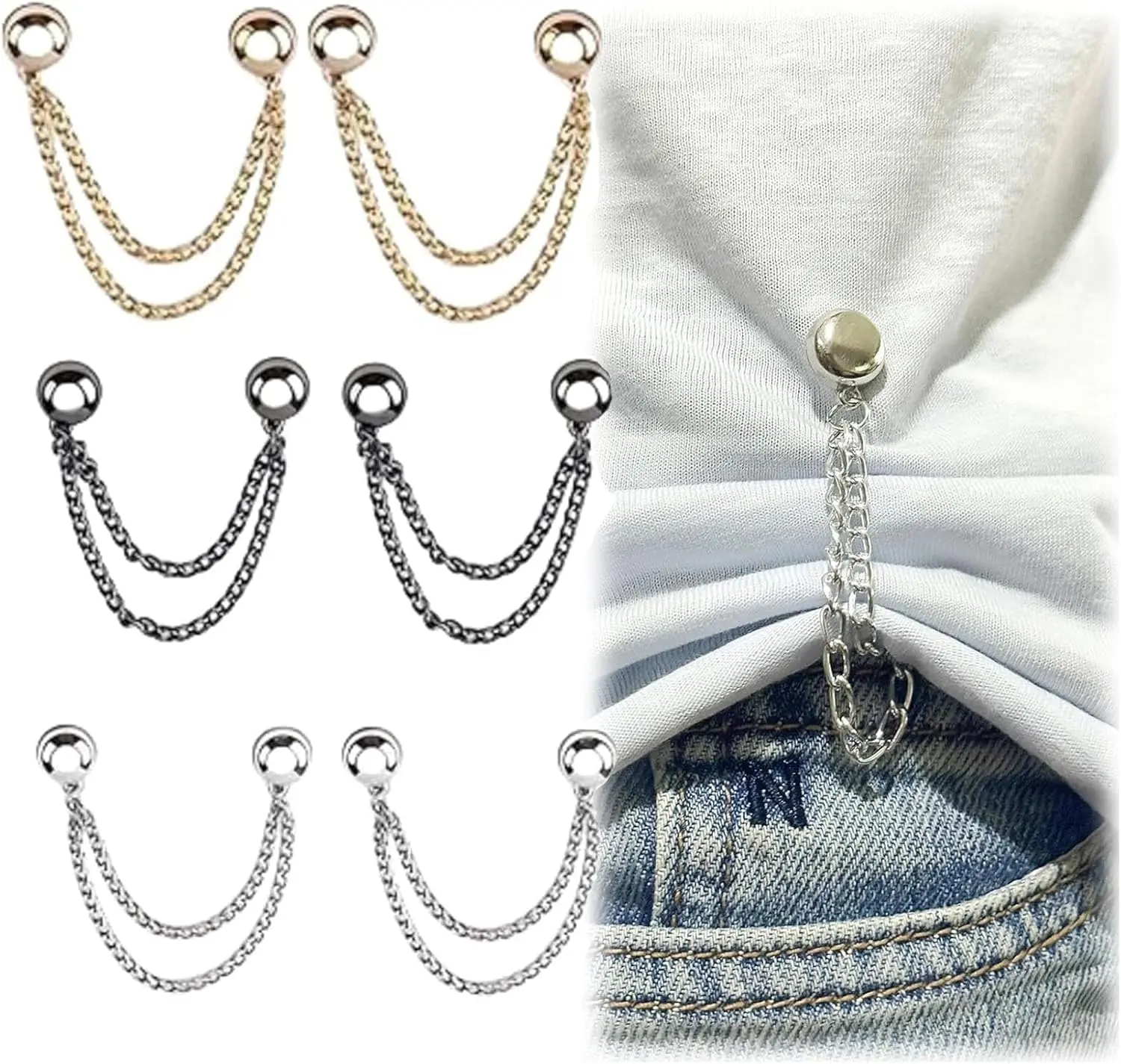 Circle Metal Magnetic Clips, Reusable Fashion Accessory Kit for Daily Wear - No-Sew Adjustable Fixer for Hems, Sleeves & Scarves, Circle Shape, Reusable Kit, Unisex Use, Fashion Lovers, Gentle On Fabrics, Geometric, Magnetic Buttons, Lightweight For Trave