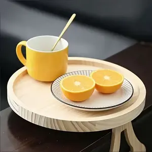 Multifunctional Wooden Side Table for Sofa Arm & Bed, Foldable Tray for Drinks, Teaware and Small Appliances(Non-Food Contact)