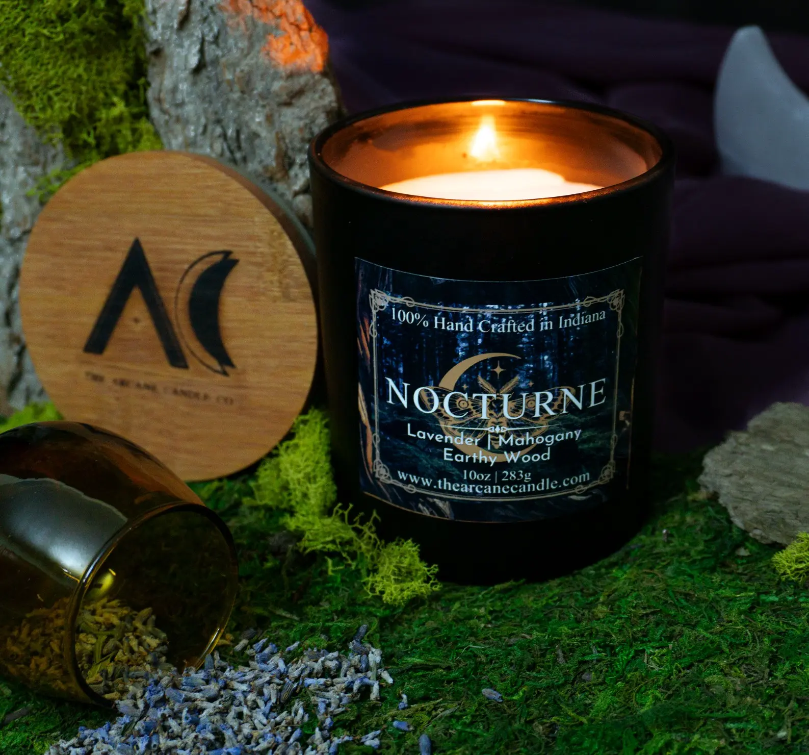 Nocturne - 10oz Matte Black Jar Candle w/ Wood Crackling Wick