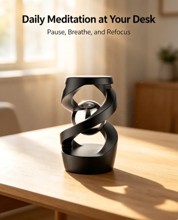 Rotating Magnetic Sphere Desk  Toy, Modern Spiral Metal Stress Relief Sculpture, Creative Thinking Meditation Decor for Office Home Table, Unique Executive Gift for Men Women mesh ball rubber band cutie soft  squishies rise slow stress-relief stress ball
