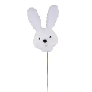 20" Faux Fur Rabbit Head Pick – White