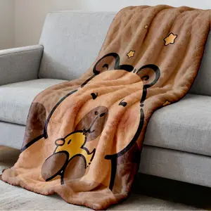 Capybara Flannel Blanket, Cute Cartoon Plush Throw, Holiday Gift, Wall Hanging, Sofa Bed Cover, Travel Multi-Purpose Blanket, Animal Blankets