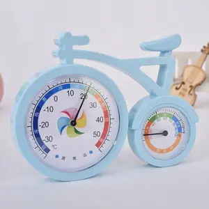 Decorative Bicycle Indoor Outdoor Mechanical Thermometer Hygrometer, Home Use Pointer Temperature Humidity Gauge, Bike Shape Figurine