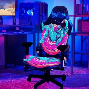 1 Set Astronaut pattern UV Black light Reactive Glowing Computer Game Chair Cover, Gaming Chair, Milk Fiber Fabric With Elastic And Detachable Design That Is Machine Washable. Suitable For Office, Bedroom And Game Chair Decoration.