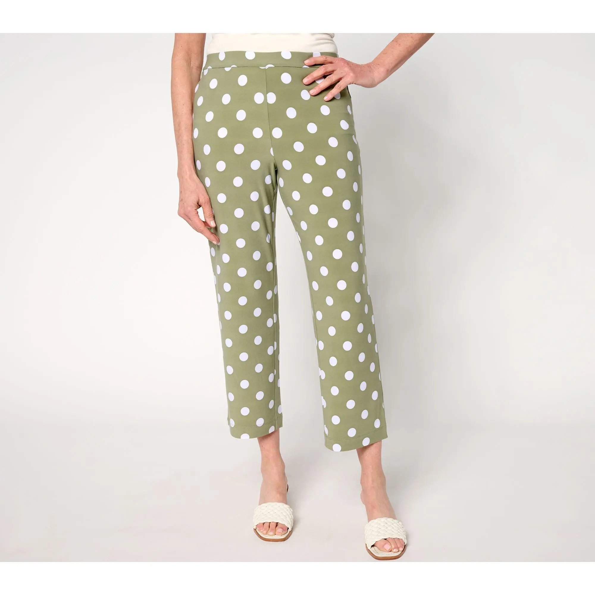 Dennis Basso Regular Polka Dot Italia Knit Crop Pants