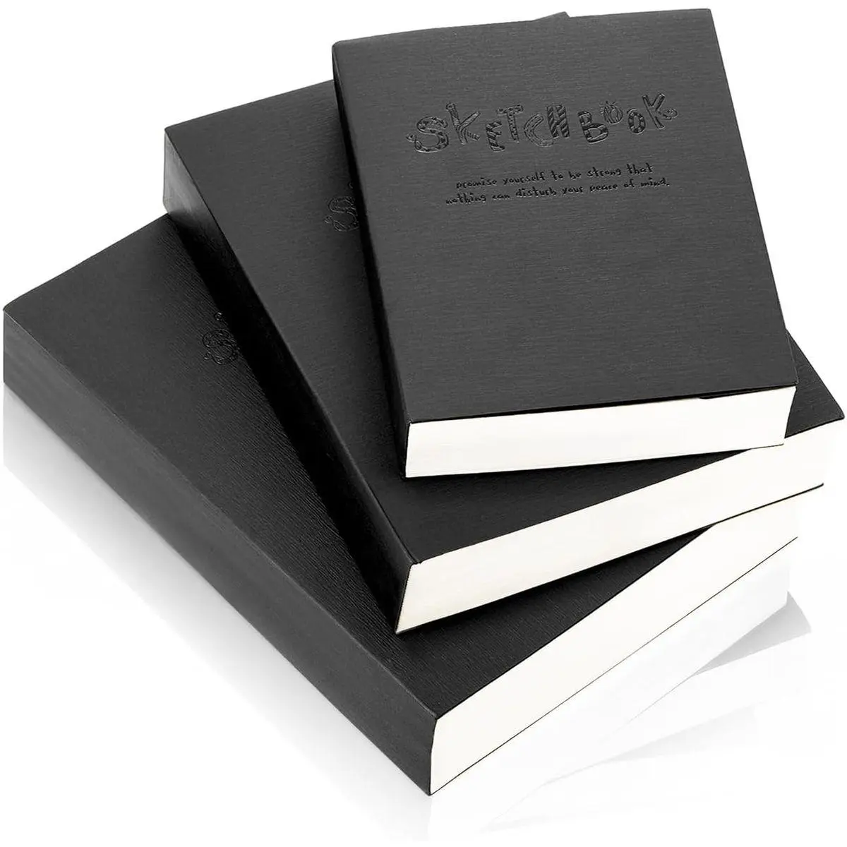 3 Sizes Thick Black Sketchbook, A5/A4/B5 Blank Drawing Book Art Sketching Notebook for Painting, Watercolor, 128 Sheets/256 Pages Per Book, 100 GSM