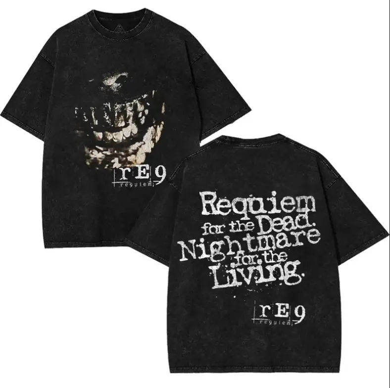 Resident Evil 9 Requiem for the dead art horror Game Tshirt, graphic game movie merch, resident evil merch, resident evil, Menswear Tee Retro Black Gaming Vintage streetwear Top