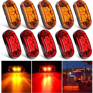Nilight 2.5Inch Oval Side Marker Light 10PCS 2 Diode LED Trailer Fender Light Clearance Light Waterproof Surface Mounted for 10-30V Truck Camper Boat Lorry welcome lights  dealsforyoudays
