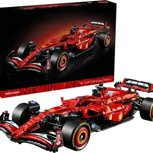 Valentine's Day Ferrari SF-24 F1 Lego Set - Couple Building Kit for Racing Fans, exquisite die-cast collectible model, ideal gift and decorative item for enthusiasts.