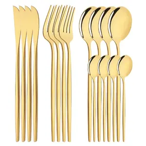 16pcs Stainless Steel Tableware Set, Including Spoon & Fork & Knife, Portable Cutlery Set for Home Kitchen Restaurant, Flatware Gift Set