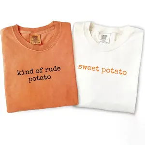 Comfort Colors Matching Thanksgiving T-Shirt, Funny Couple Shirt, Sweet Potato Kind Of Rude Potato Shirt, Fall Season Husband Wife Gift, Humor Tee