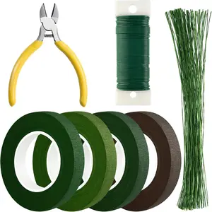 Floral Arrangement Kit Floral Tapes 22 Guage Floral Stem Wire 26 Gauge Green Floral Wire for Bouquet Wreath Making Supplies