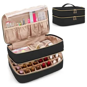 BAFASO Resizable Makeup Bag Nail Polish Organizer with Handle Strap - Holds 40 x 15ml (0.5 fl.oz) Bottles, Features Patented Design, Includes Manicure Tools Storage Sections summerwins,summerwins