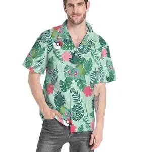BulbasaurCute Tropical Green Hawaii Shirt, Aloha Shirt, Tropical Vibe, Anime Hawaiian Shirt for Fans #alohashirt #hawaiianshirt #tropicalvibes #summeroutfit #beachwear #viraloutfit