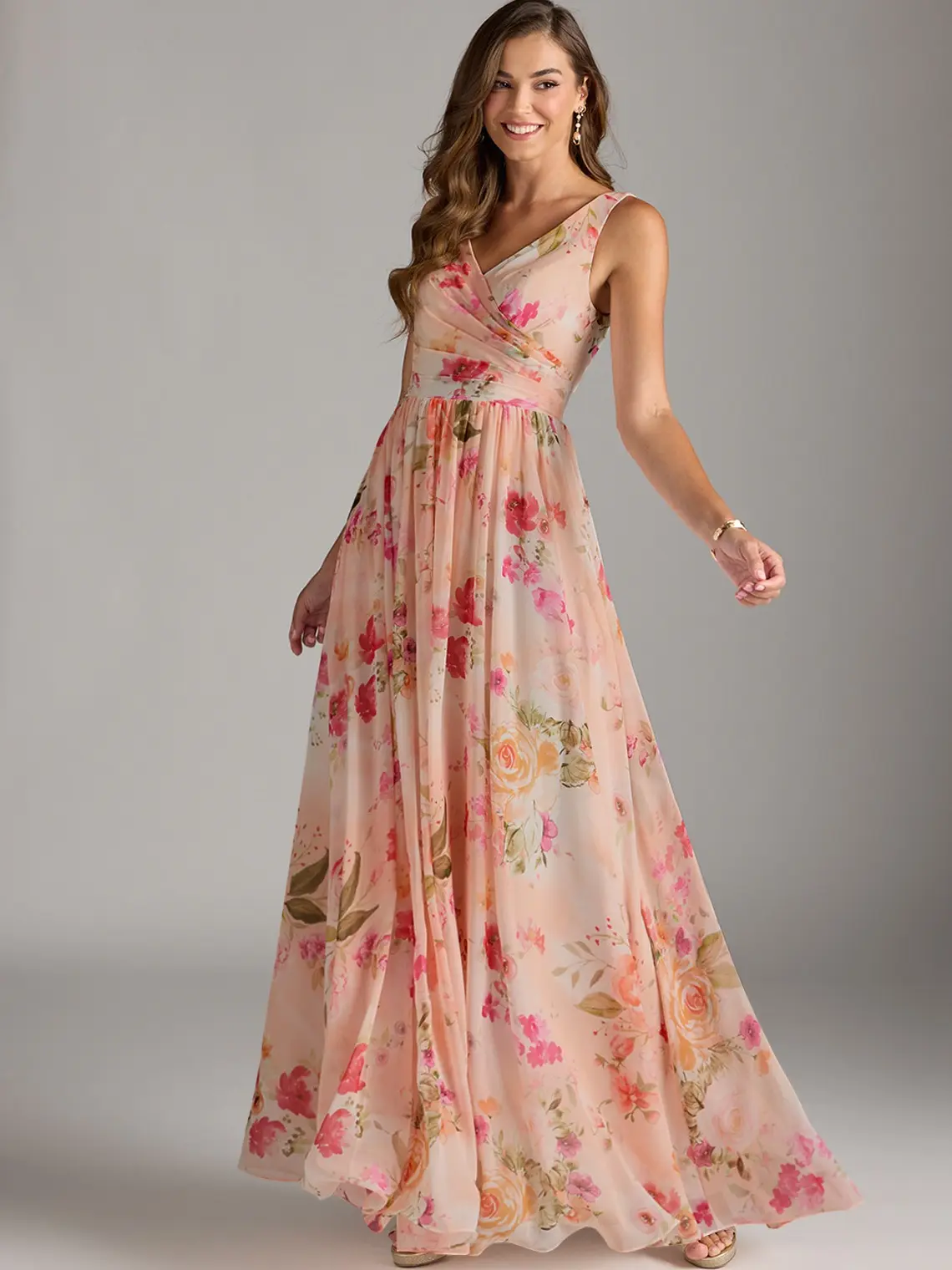 Azazie Keyla A-Line V-Neck Pleated Bridesmaid Wedding Guest Formal Dress, Women, Sleeveless