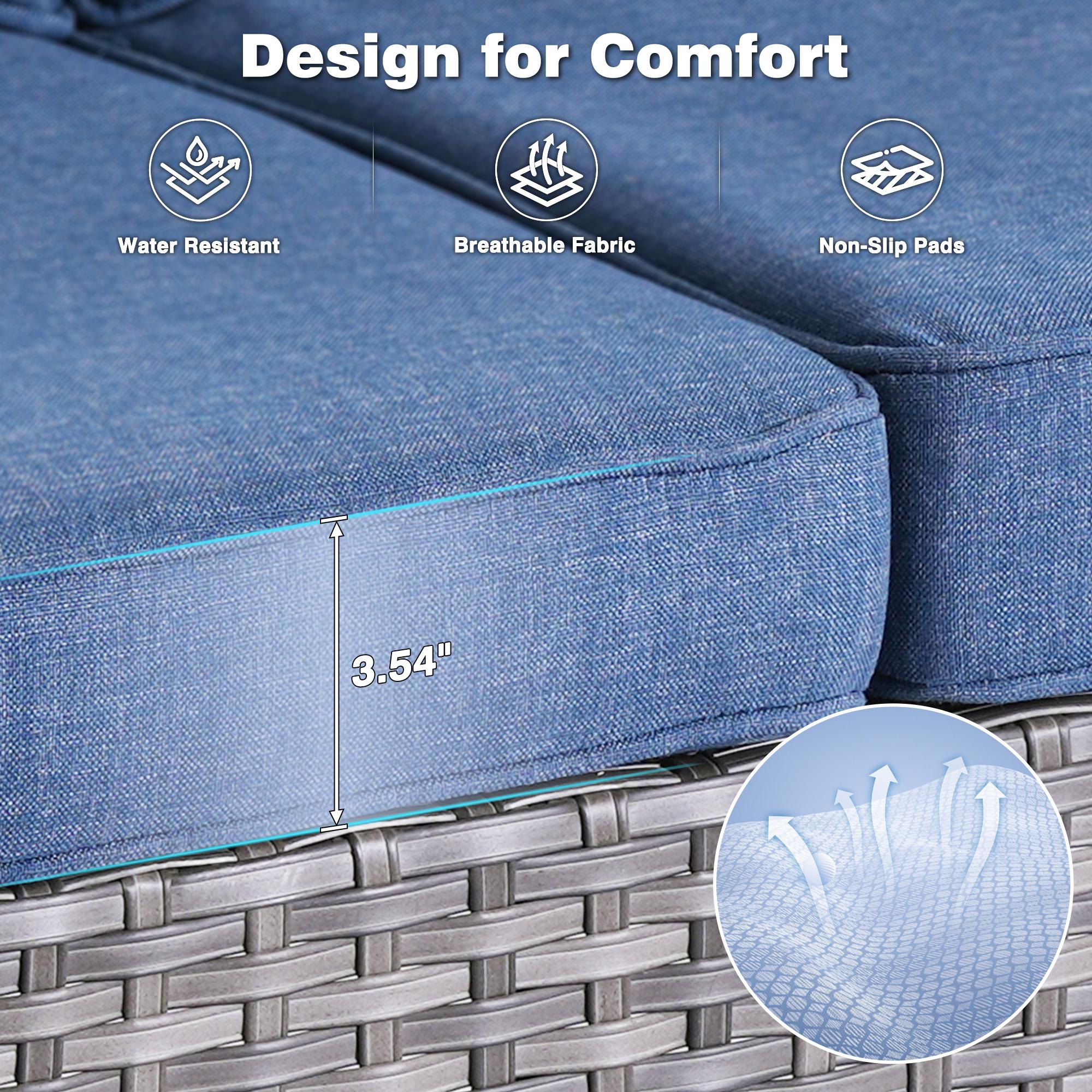 OVIOS Kenard 7-Piece Outdoor Patio Conversation Set with 42'' Propane Fire Pit Table & Rocking Chairs, Wicker Sofa Set with Cushions for Backyard Patio Porch Deck Garden Balcony Outdoor Seating