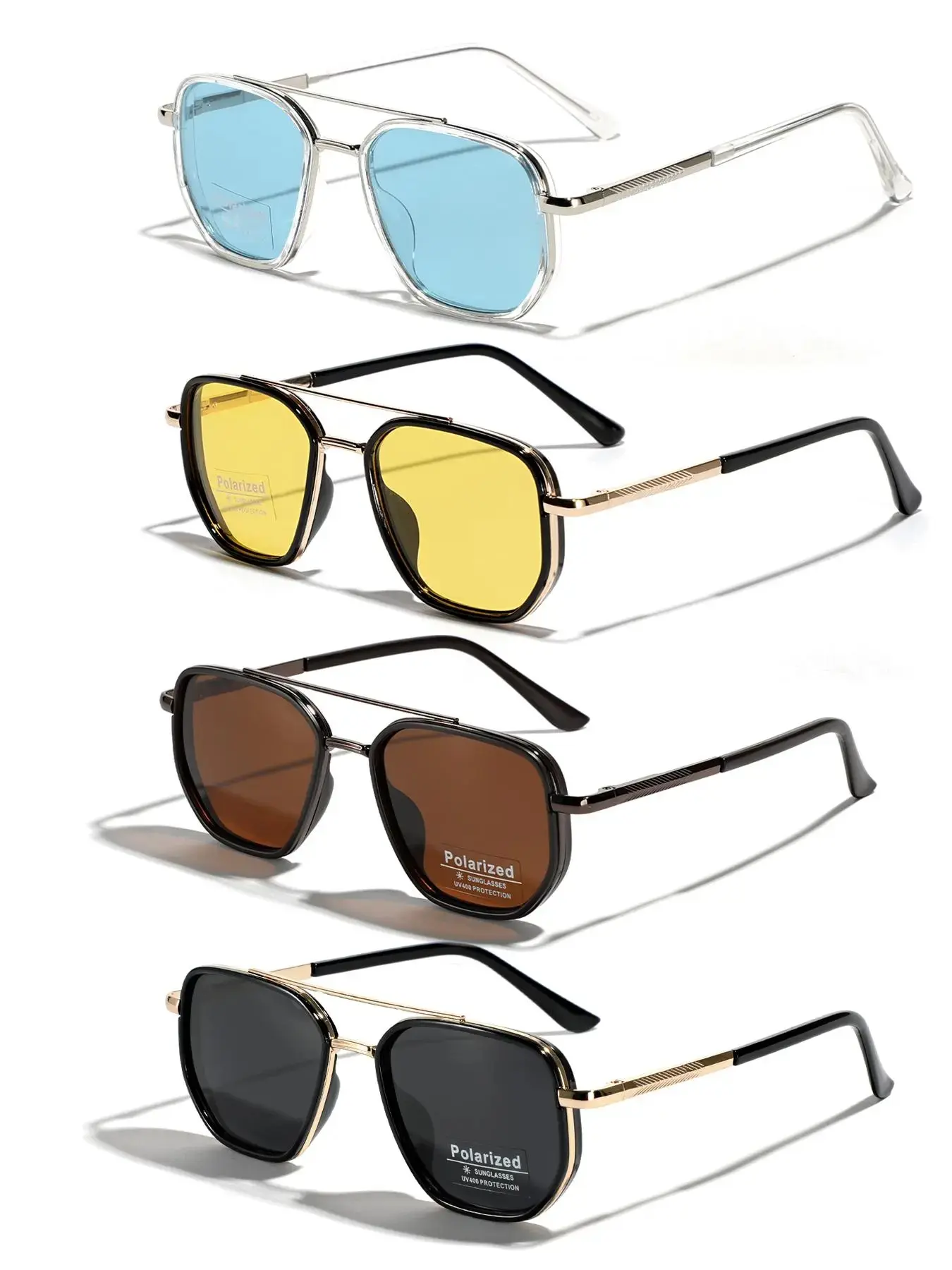 Unisex Vintage TR90 Square Polarized Aviator Sunglasses, Trendy Tinted Lens Eyewear for Everyday Use, UV Protection, Fashionable Accessories for Outdoor Activities, Travel & Daily Wear, Sunglasses For Women, Men's Sunglasses