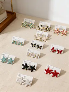 Colorful Starfish Earrings, Cute Dainty Sea Star Studs, Waterproof Boho Summer Jewelry for Beach Vacation, Birthday Gift for Girls