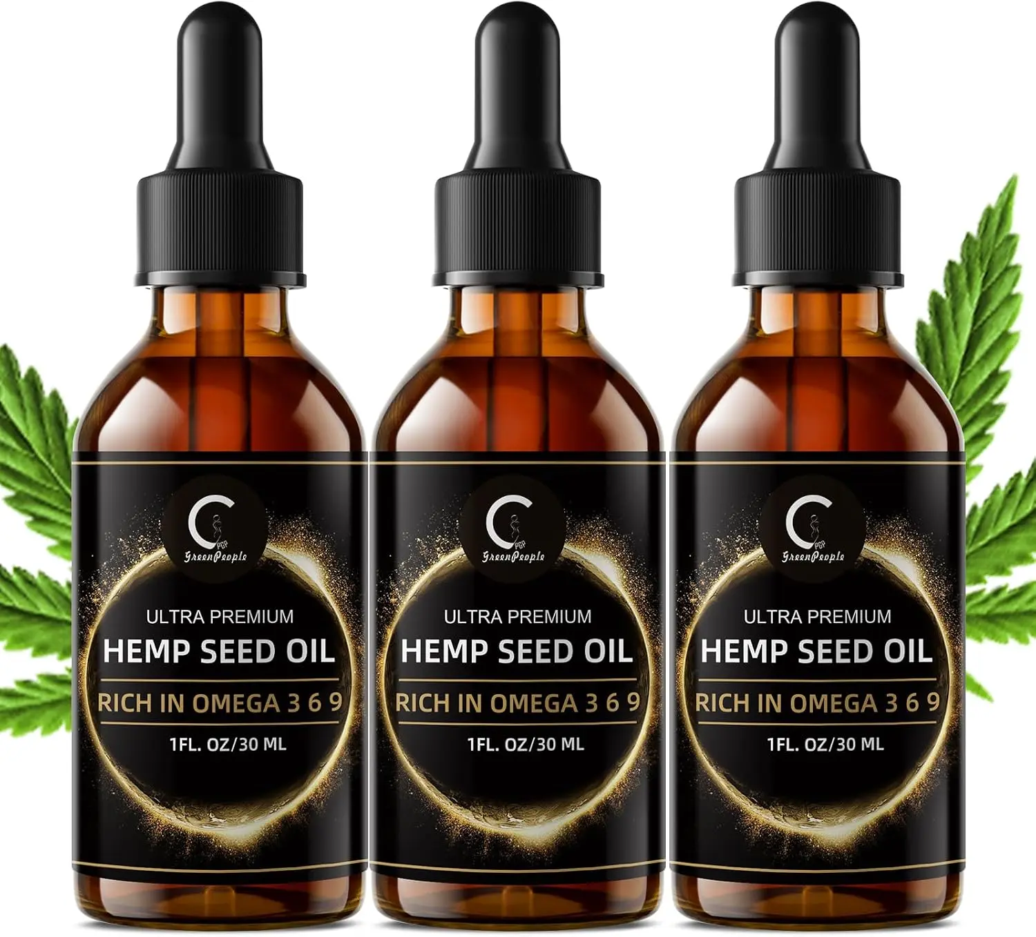 Hemp Seed Oil Liquid Drop, Support Immune System, Focus and Energy, 3 Pack | Support Nighttime Activities, Pure Extract, Rich in Omega 3&6&9 Fatty Acids