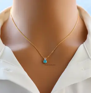 18K Gold Plated December Turquoise Birthstone Pendant Necklace – Elegant Jewelry Gift for December Birthdays