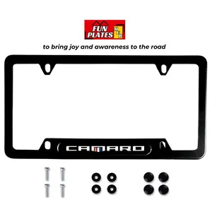 CAMARO License Plate Frame with Fast Shipping and Fun Design for Joy and Awareness with Screws and Caps
