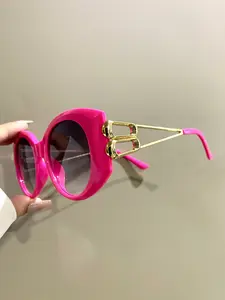 Large Frame Round Glasses, Stylish Glasses, Trendy Fashion Decorative Eyeglasses, Hollowed Metal Frame Legs Eyeglasses for Men and Women