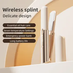 Wireless Portable Mini Straightening Comb, Five Colors, Constant Temperature Anti-Burn LED Display, USB Charging, Seven Temperature Settings, Essential Oil Hair Care