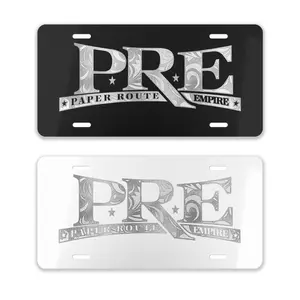 [Printed] PRE Paper Route Empire License Plate Collection Black & White Aluminum Car Tag Set 12x6 Hip Hop Merch Gift Automotive Car Accessories