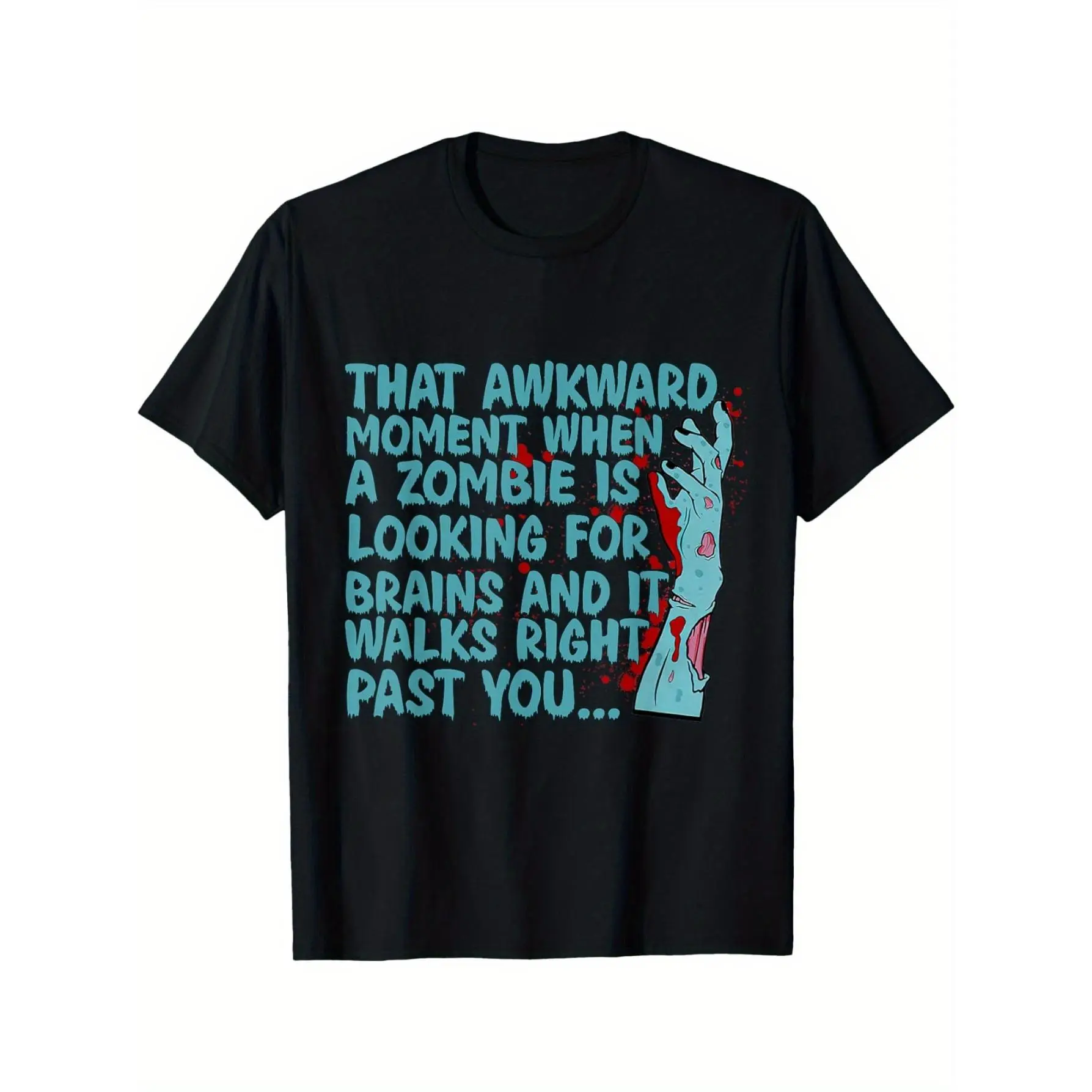 Men's Funny Zombie Apocalypse T-Shirt - Turquoise unisex soft cotton short sleeve t shirt, vintage graphic casual tee for men women teens, perfect birthday holiday gift for camping travel gym daily street casual wear