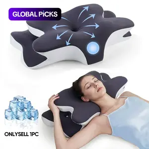 Double-Sided Contoured Neck Pillow, Unscented Supportive Memory Foam with Cooling Cover, Zoned Design & Extra-Large Armrest for Deep Sleepers & Side/Stomach/Back Sleepers #GLOBAL PICKS