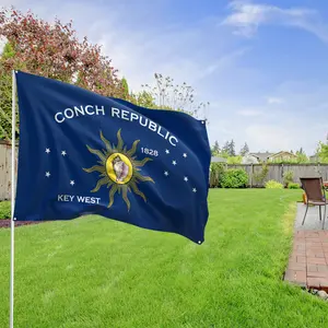 Conch Republic Key West Flag!Vibrant blue banner with sun & conch shell, 1828 founding year, perfect for showing your quirky Key West pride!
