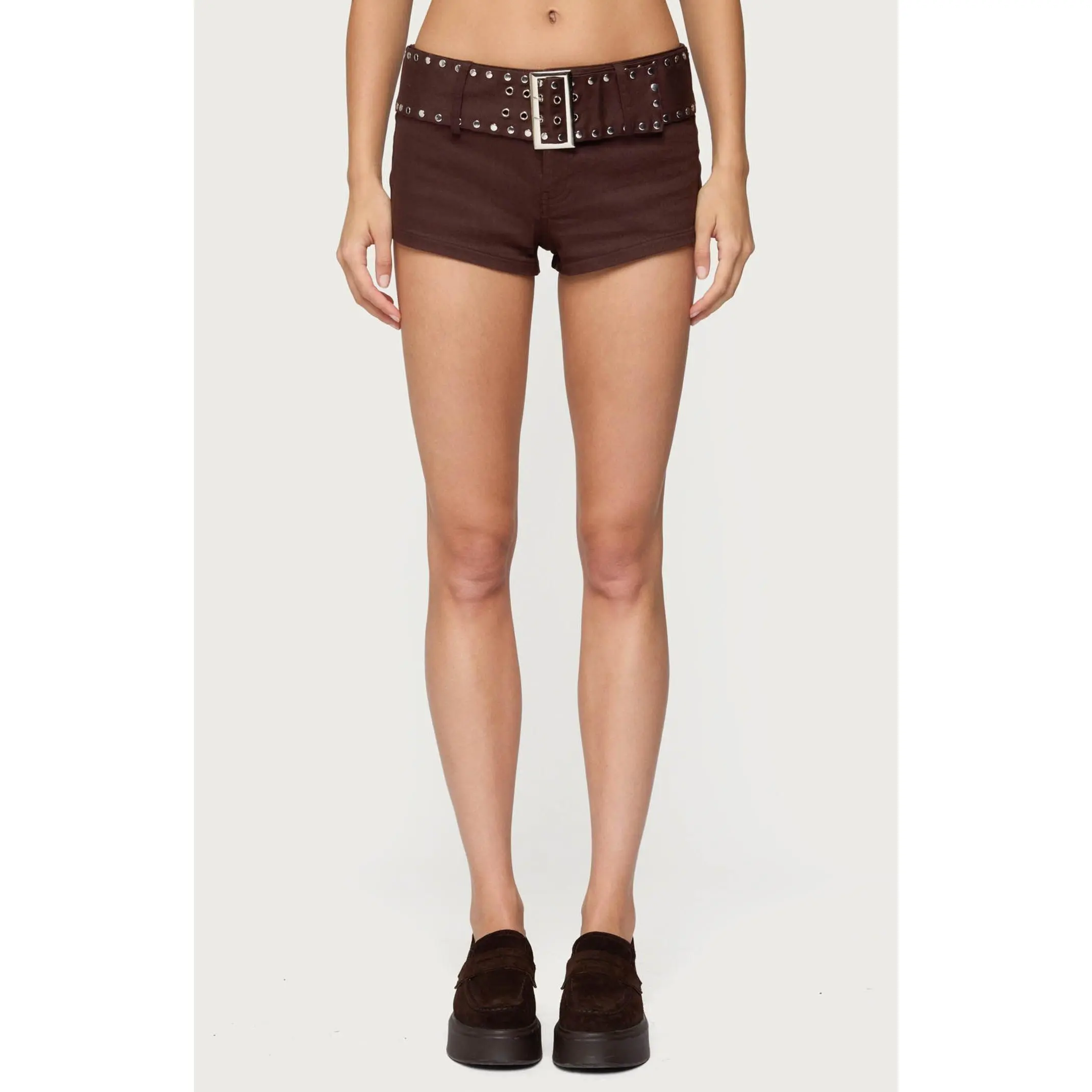 Edikted Women's Studded Belt Denim Micro Shorts