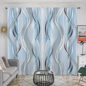 Modern Abstract Geometric Digital Printed Curtains, Pole Pocket Installation, Semi Blackout Privacy Protection, Polyester Fiber, Elegant Home Decor for Bedrooms, Living Rooms