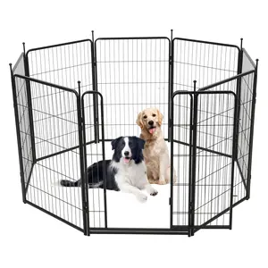 Heavy-Duty Metal Small Animal Playpen, 8 Panel Foldable Pet Exercise Enclosure with Doors, Rust-Resistant Portable Fence for Indoor/Outdoor Puppy Play Yard, 40 Inch