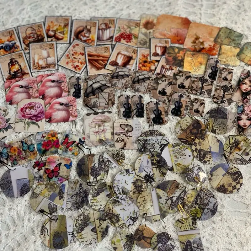 5 piece — Laminate Charms - dangles -ephemera