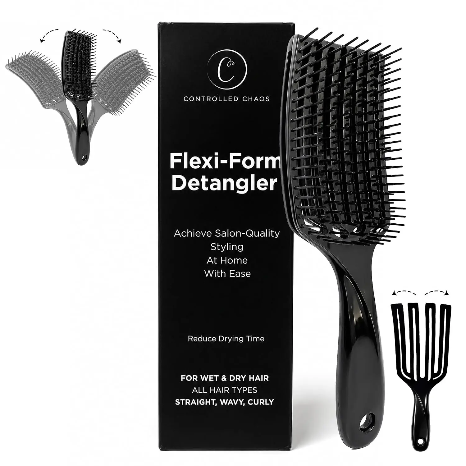 Flexi-Form Detangler Brush – Flexible Vented Detangling Hair Brush with Heat-Resistant Anti-Static Nylon Bristles for Wet & Dry Hair, Detangling Hairbrush