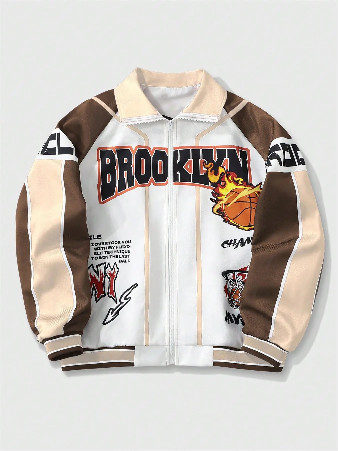 Perfect Gift for Bomber Jacket Fans, Stylish Casual Fitted Comfortable Long Sleeve Outerwear, Coats, Ideal Present for Him or Her, Fashionable Graphic Print Baseball Jacket, Basketball, Tops