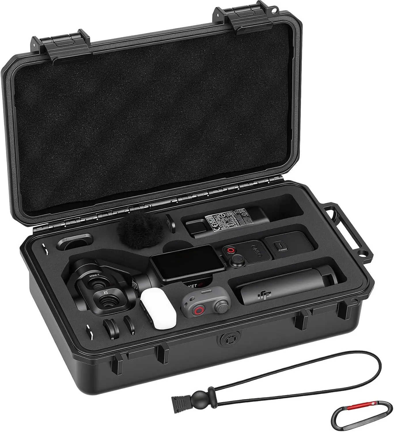 AMAZEAR Waterproof Hard Case for DJI OSMO Pocket 4P, Pocket4 Pro Creator Combo Accessories Small Hard Shell Cover Travel Hardcase for Carrying, Protection, Storage, Organization, Black
