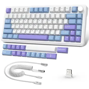 ATTACK SHARK X85 Wireless Gaming Keyboard, 1 Count 75% Wireless Gaming Keyboard with Knob, 5-layer Padding, 2.4G Wireless/Bluetooth/USB-C Wired Keyboard