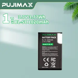 PUJIMAX Compatible for BL-5C Durable Lithium Battery 3.7V 1020mAh High-Capacity Rechargeable, Anti-Overcharge, Long-Lasting Power for Smartphones, Tablets, E-Readers, Smart Watches, Portable Electronics ( Lithium Battery)
