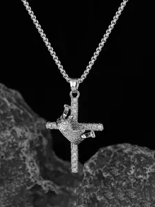 Elegant Crown Cross Pendant Necklace, Perfect Gift for Special Occasions, Unisex Fashionable Jewelry, Alloy Chain, All Seasons Wear