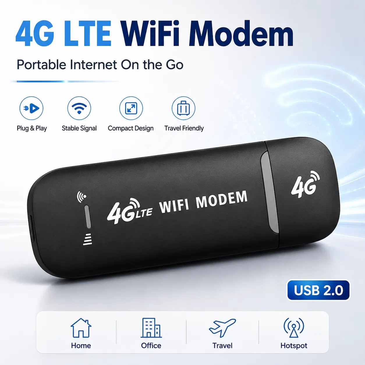 Portable 4G LTE Mobile Wi-Fi Router with Unlocked SIM Card Slot - High-Speed Travel Hotspot for RV, Camping & Outdoors