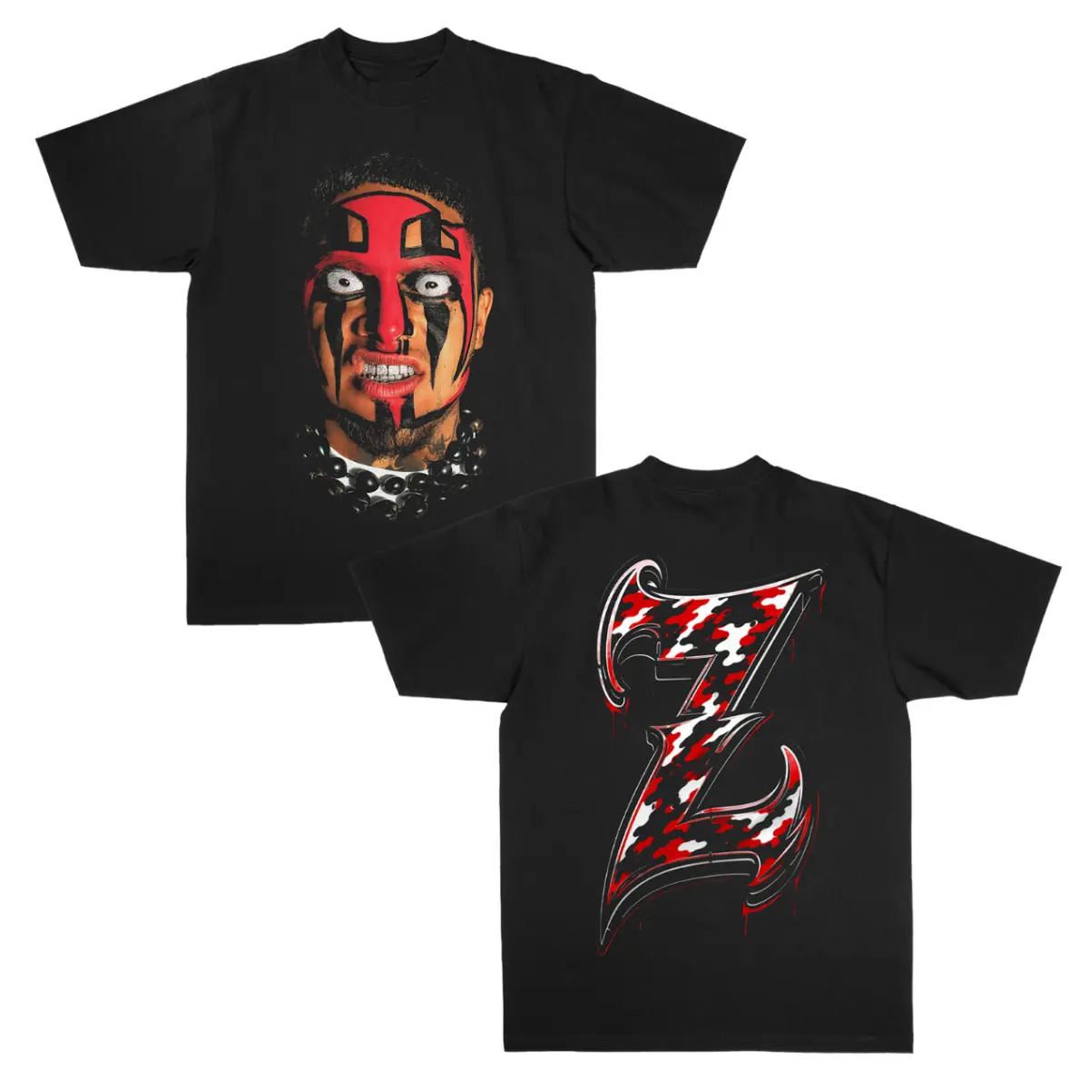 Zilla Fatu Wrestling Shirt, Samoan Warrior Portrait Graphic Tee, Front and Back Tribal Wrestler T-Shirt, Wrestling Fan Gift
