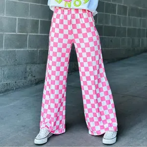 Vhein Women's Plaid Print Pocket Elastic Waist Straight Pants - Your Perfect Daily Companion Fabric Womenswear Everyday Style Blouse  Casual