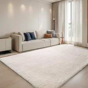 Large Size Shaggy Rugs, Big Plush Area Rug, Non-slip Soft Fluffy Carpet Mats for Livingroom Bedroom Nursery Home Decor Ivory White
